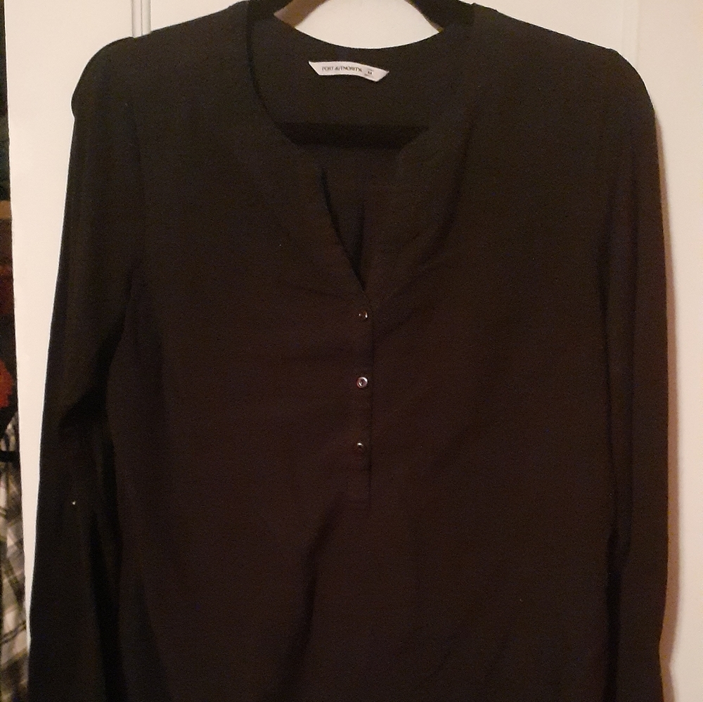 Port Authority Black V Neck Button Up Workwear - Womens Medium